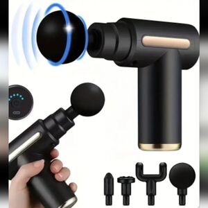 Mini Portable Muscle Black Massage Gun with Attachments.